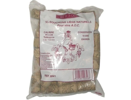 Rolha Cilíndrica De Cortiça Natural X50 45x24 Mm Bouchonnerie Jocondi