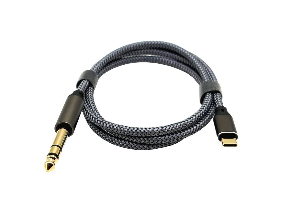 Cabo Usb-c Em Nylon Trançado, Entrada De 6,5 Mm, Conectores Saída