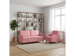 Vidaxl Conjunto De Sofá Com Armazenamento 2 Unid. Rosa Poliéster