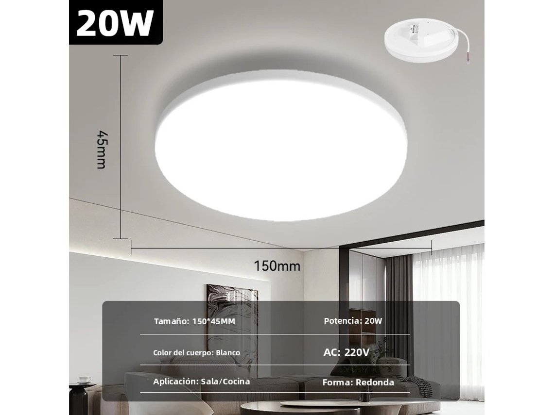 (branco Frio 20w, 1 Peça) Luminária De Teto Led Redonda Moderna, Iluminação Em Pvc Com Economia De Energia