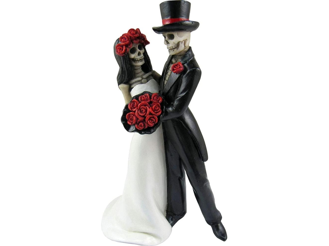 Estatueta Mali Casal Esqueleto Noiva e Noivo Resina Decoração de Halloween Presente de Casamento