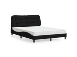 Vidaxl Cama Com Colchão Hvar 140x190 Cm Tecido Preto