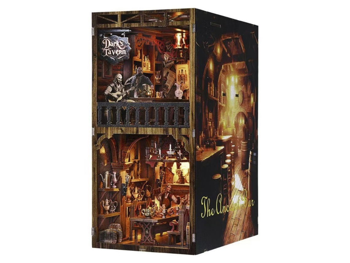 Bar Vintage. Estante De Madeira Com Tampa E Luz Led. 11x18x23 Cm