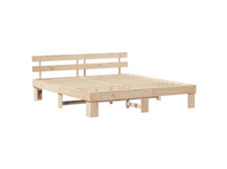 Conjunto 1 Estrutura Da Cama Vidaxl Castanho Madeira De Pinho Maciça (180 X 200 Cm)