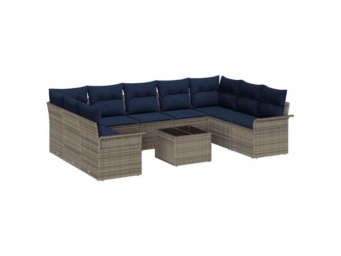 Maison Exclusive - Conjunto De Sofá De Jardim 10 Pcs Cinzeto Vime Pe