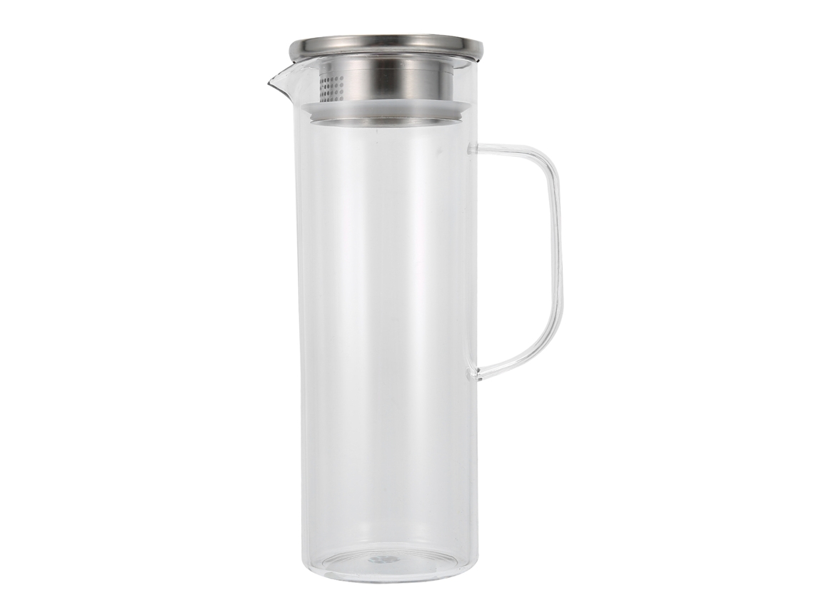 Jarron De Agua Fria Transparente 1100ml Com Tampa De Aço Inoxidável Para Lar