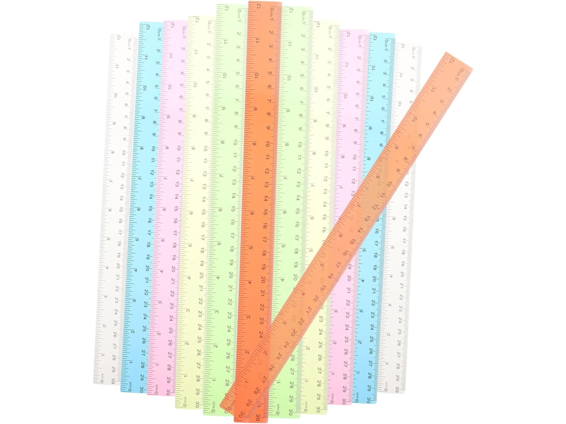 Conjunto De 12 Réguas De Plástico Multicoloridas Para Medição, Ideais