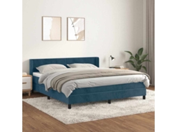Vidaxl Cama Com Molas/colchão 180x200 Cm Veludo Azul-escuro