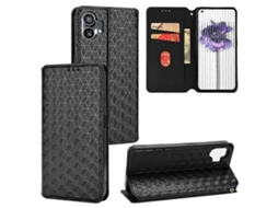 Capa De Celular Flip Em Couro Com Textura De Grade Cúbica Para Nothing Phone 1