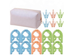 Conjunto Cabides Eifson Dobráveis Viagem 10 Cabides Com 12 Pregadores + Bolsa (branco)