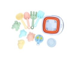 Conjunto De Brinquedos De Praia Com Balde Dobrável E Ferramentas 11 Peças Para Crianças Laranja