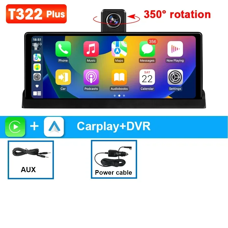 (mais) Dvr Para Carro Com Carplay Sem Fio 4k E Lentes Duplas
