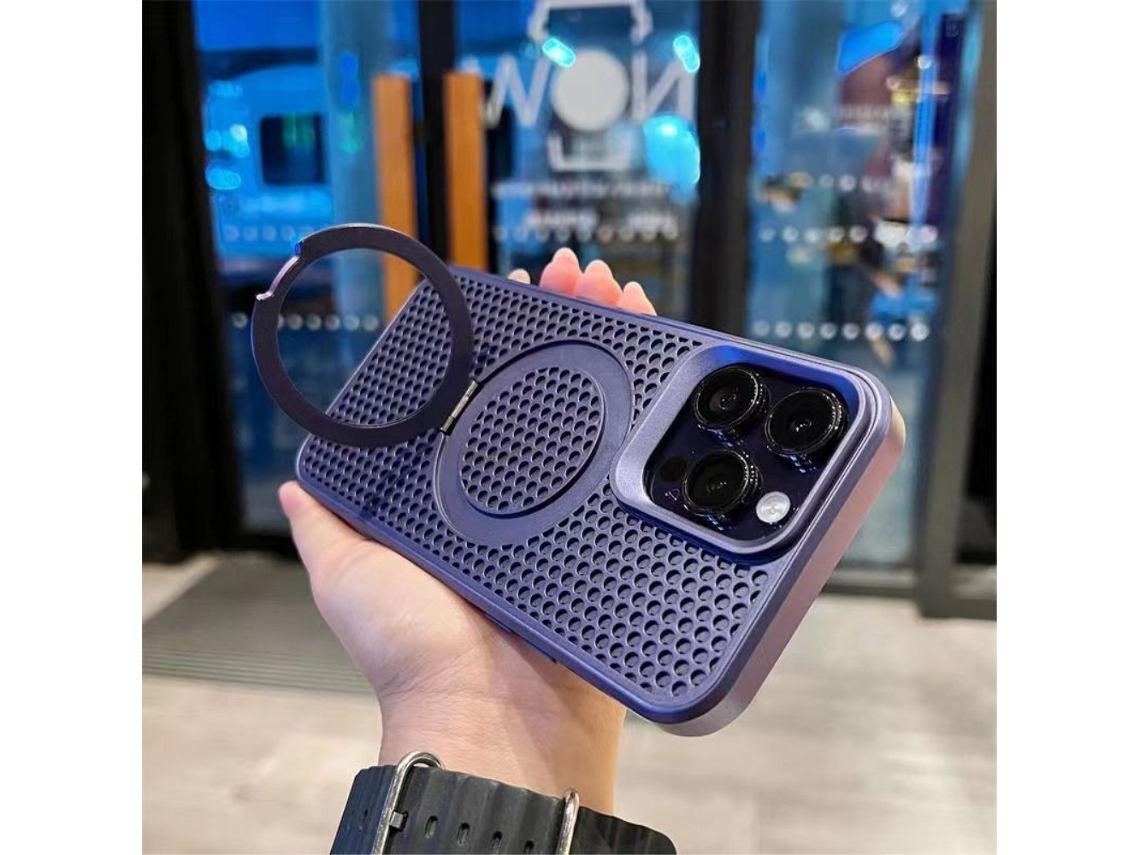 Suporte Casa Magsafe Para Iphone 14 Pro Pele Sintética Roxo