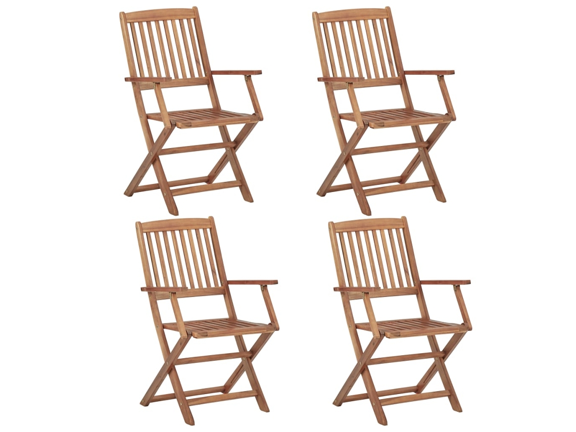 Cadeiras De Jardim Dobráveis 4 Pcs Madeira De Acácia Maciça Dkd Home Decor
