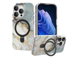 Suporte Casa Padrão Mármore Para Iphone 15 Pro Max Pele Sintética Magnética Multicor