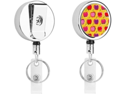 Porta Crachá Retrátil Com Estampa De Cereja, Moderno E Durável, Em Metal, Com Cordão De Nylon De 68cm, Ideal Para