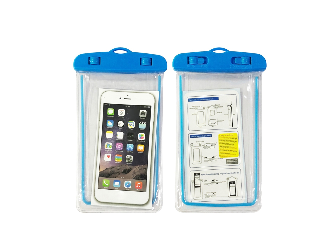 Bolsa Seca Impermeável Universal Celular Azul Luminoso