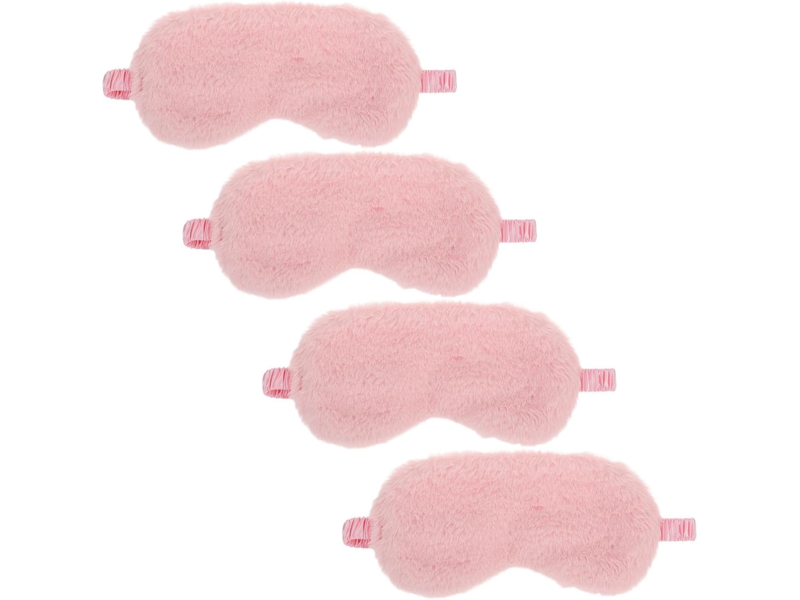 Conjunto De 4 Máscaras De Dormir De Pelúcia Com Elásticos, Rosa