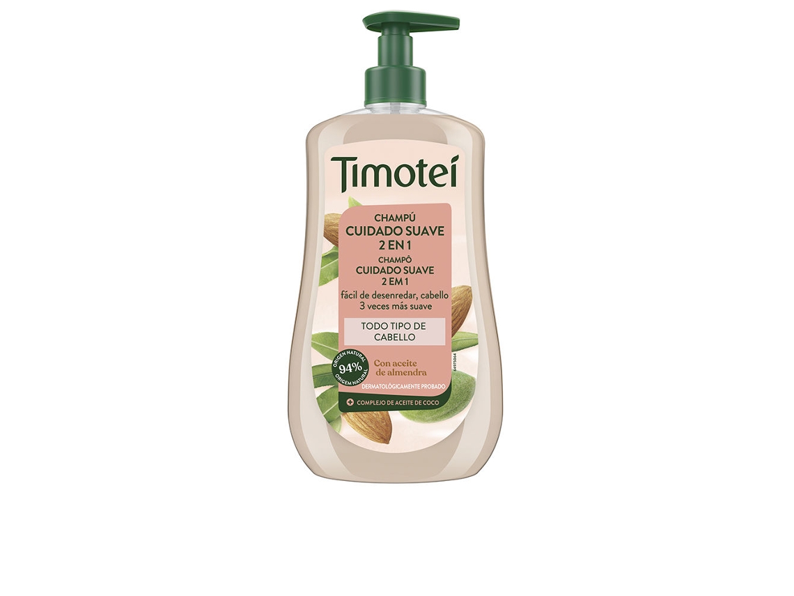 Shampoo Timotei Gentle Care 2 Em 1 Com Óleo De Amêndoa E Coco Para Todos Os Tipos De Cabelo Timotei 600 Ml