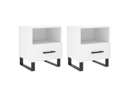 Bedside Cabinet, Bedside Cabinets Vidaxl Branco Madeira Processada (n/a)