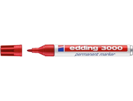 3000, Marcador Permanente, Ponta Redonda 1,5 mm - 3 mm, Tecnologia de tinta líquida, Vermelho