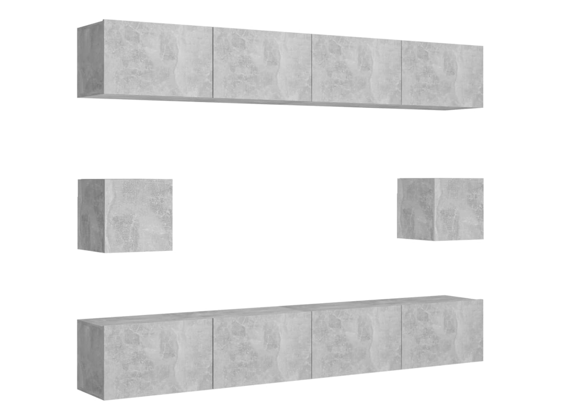 Conjunto de 6 Móveis de TV Derivados da Madeira Cinza Cimento MAISON EXCLUSIVE