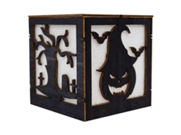 Lanternas de Halloween com Luzes LED em Madeira Abóbora Fantasma Bruxa Decor para Festa S/MARCA