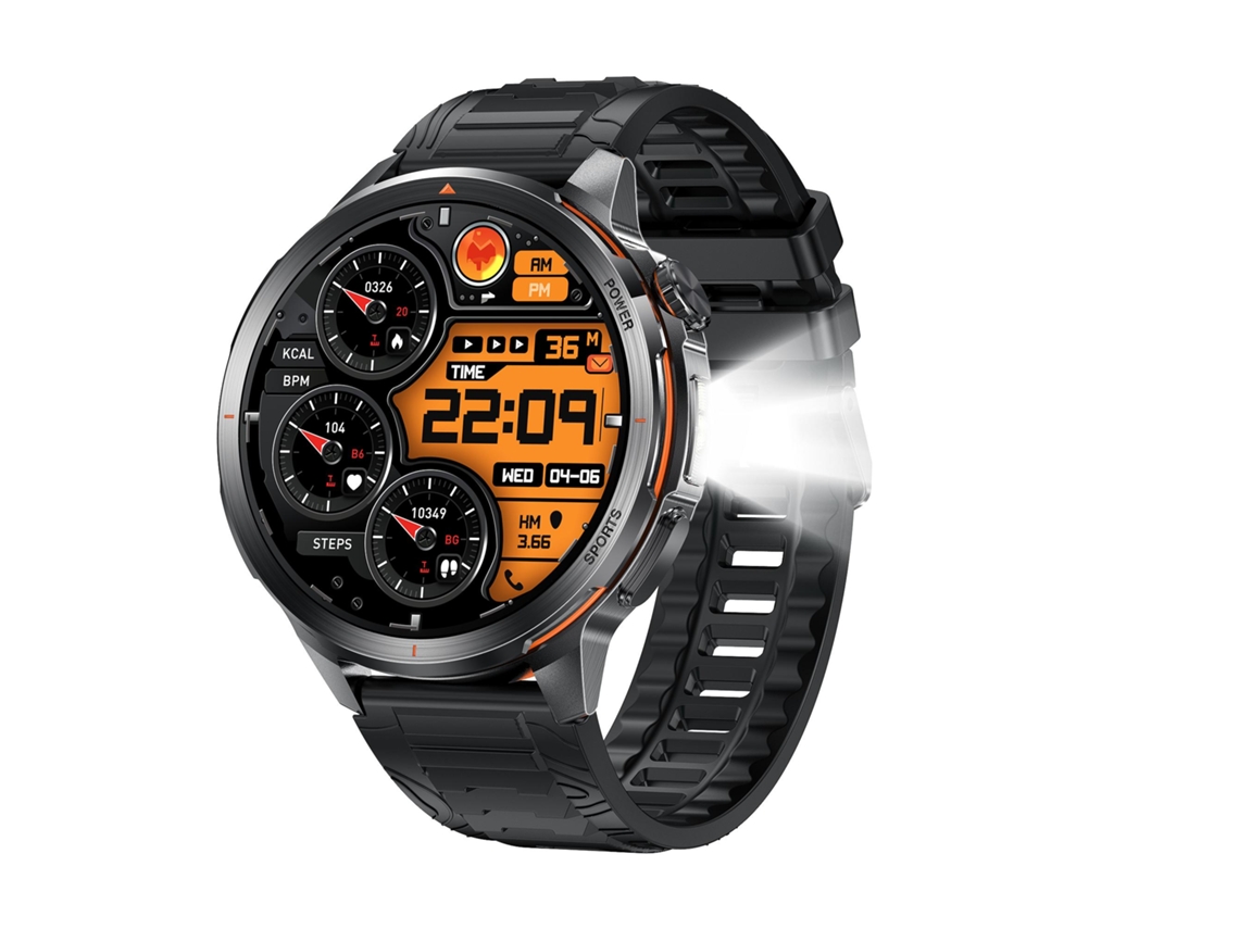 Smartwatch Chronus Gps Ecrã 1,7 Polegadas Bateria 1100 Mah Lanterna Led Chamadas Bluetooth Preto