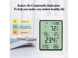 Yuru termômetro higrômetro Digital Lcd 3.9 Polegadas com Despertador e Monitor Temperatura Umidade para Casa Escritório