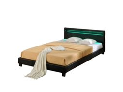 Cama de Casal CORIUM (210 x 169 x 78 cm - Couro Sintético - Preto)