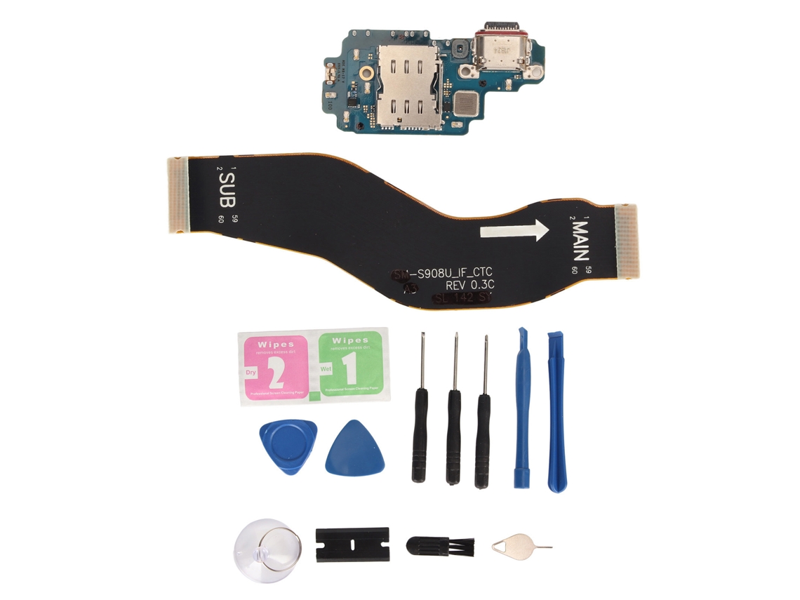 Aetheria conector de Docking Porta de Carregamento Usb C Flex Cable para Galaxy S22 Ultra 5g S908b N Ue com Kit Ferramentas