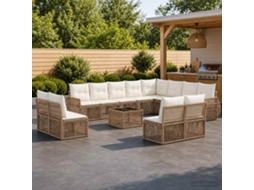 Vidaxl Conjunto De Sofá De Jardim 13 Unid. Bege E Branco Creme Vime Pe