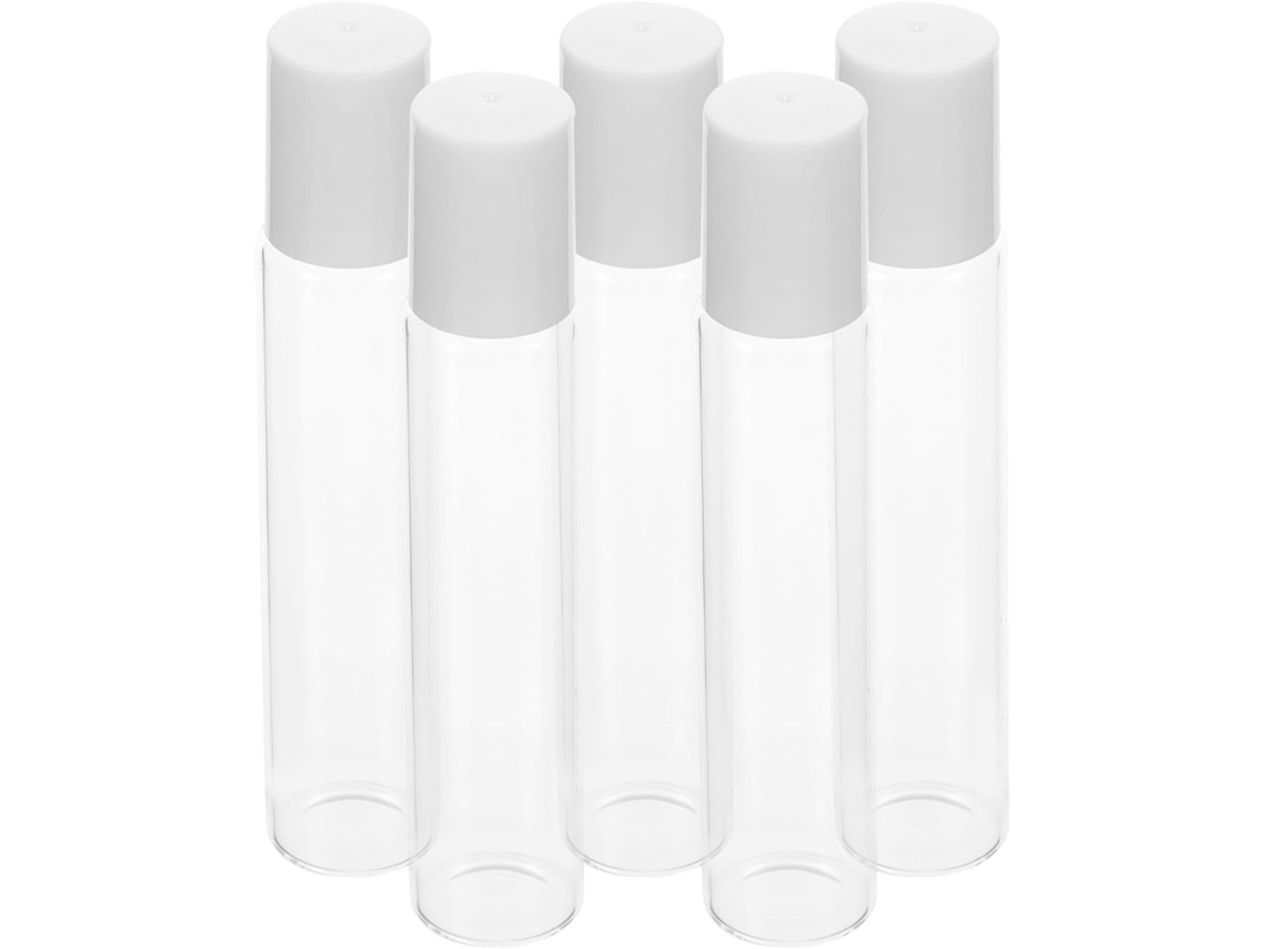 Frascos Roll-on De Vidro Branco Recarregáveis De 20 Ml Com Sistema À Prova De Vazamentos, Pacote Com 5 Unidades.