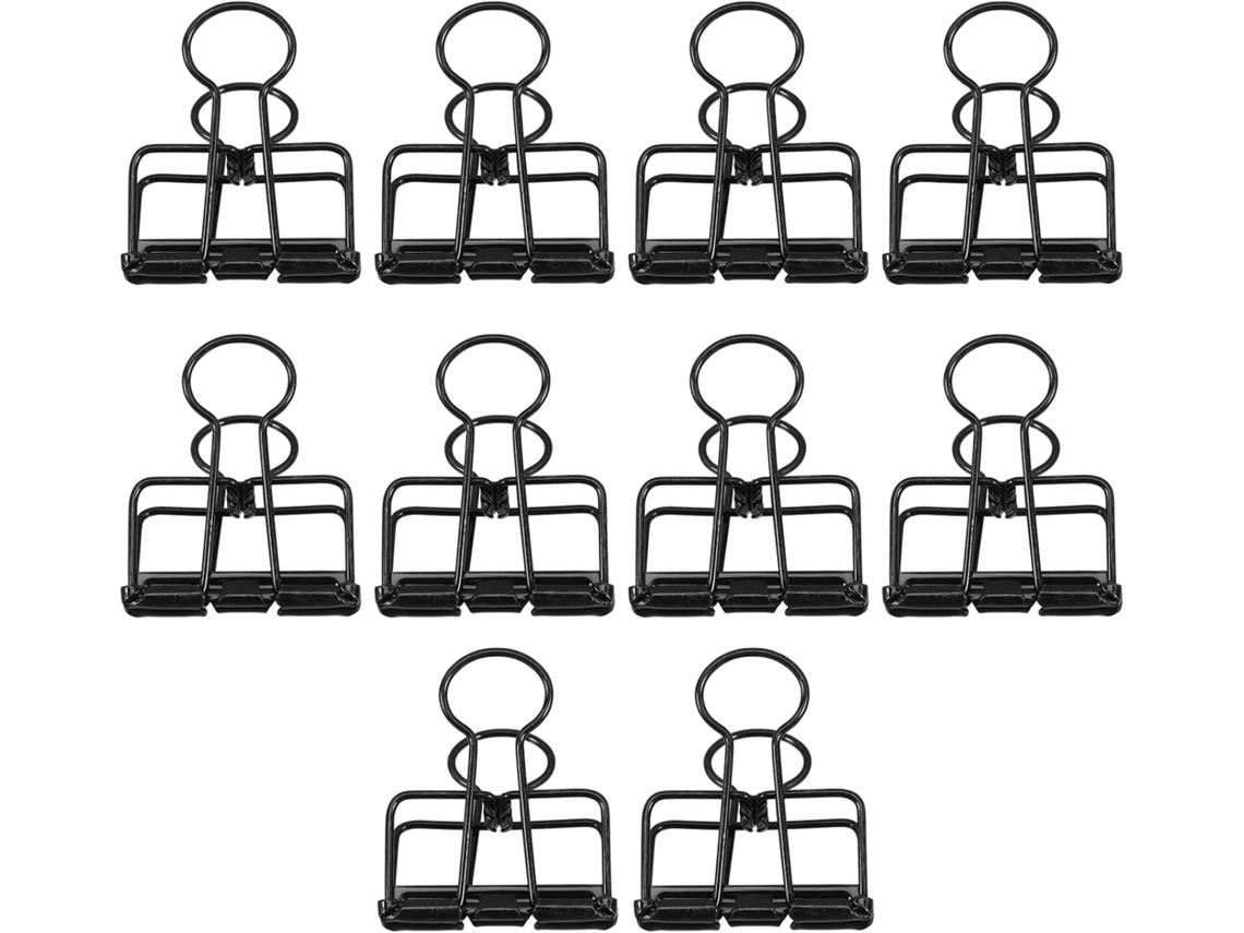 Organizadores de Clips de Papel Longos em Metal Marrom, 10 unidades, Construção Galvanizada e Design Vazado, Perfeitos para