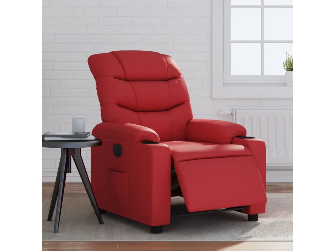 Vidaxl Poltrona Reclinável Elétrica Couro Artificial Vermelho