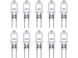 Lâmpadas halógenas Rebe G4, 12V 20W, Branco Quente 3000K, 350lm, Reguladas, Baixa Voltagem, Cápsula Transparente, Pacote com 10