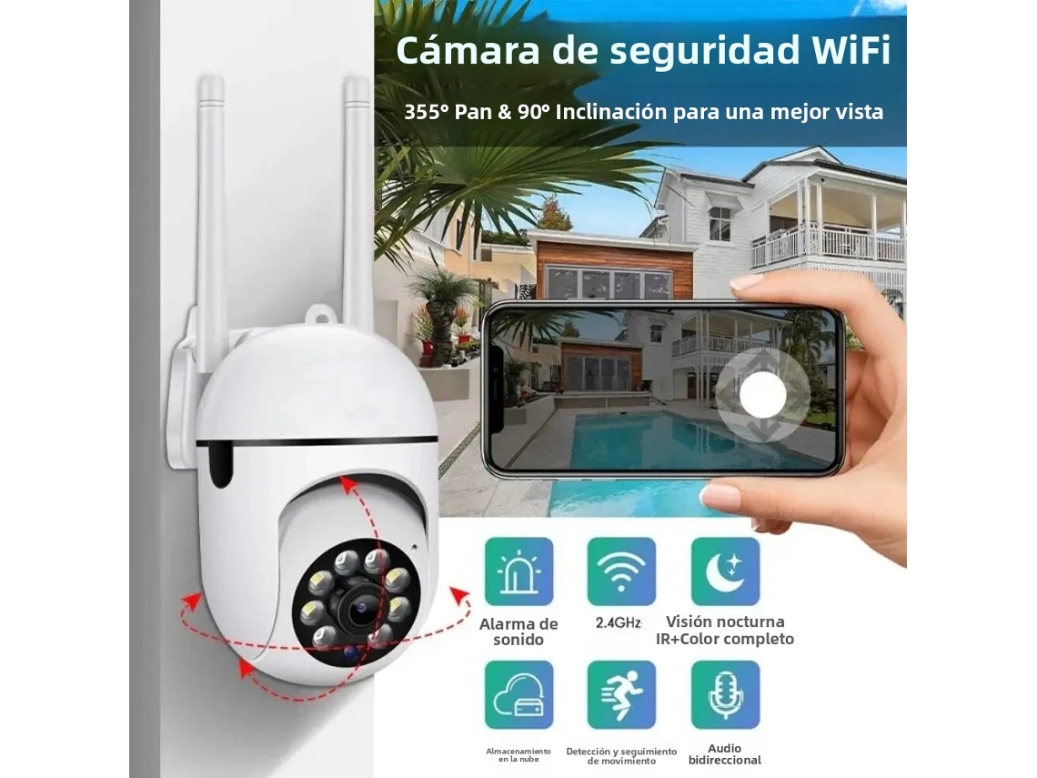 Câmera De Segurança Wi-fi Inteligente, Visão Noturna Colorida Hd 1080p, Sem Fio, Detecção De Movimento.