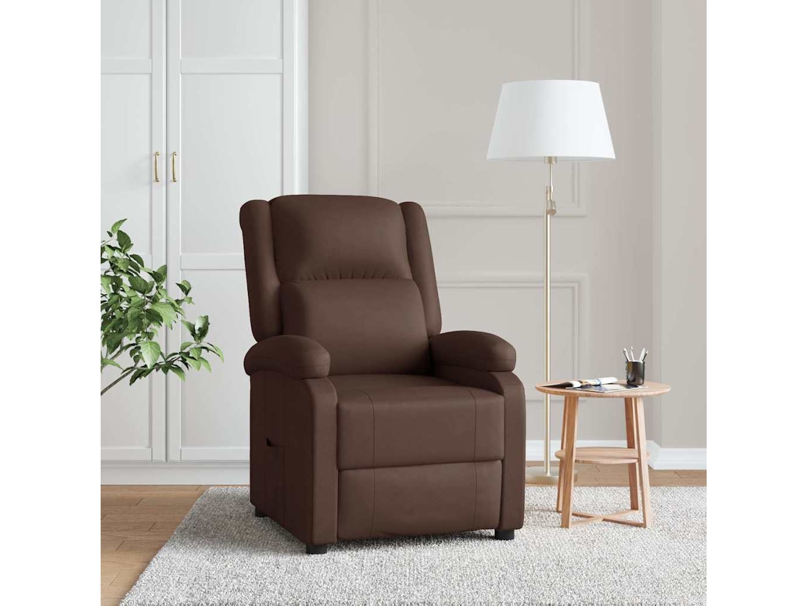 Vidaxl Poltrona Reclinável Couro Artificial Castanho