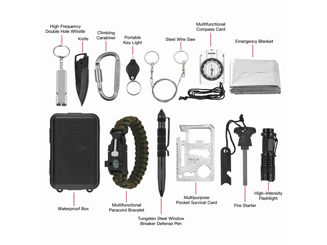 Kit de Sobrevivência Emergencial para Camping e Hiking