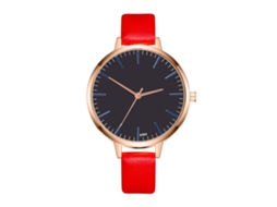 Relógio de Pulso Feminino Zhoulifa Couro Pu Quartzo Estilo Simples Cor Vermelha