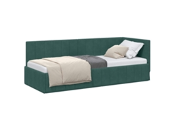 Cama De Solteiro | Camas Para Quarto | Estrutura De Cama De Canto Verde Escuro 80 Cm X 200 Cm Veludo