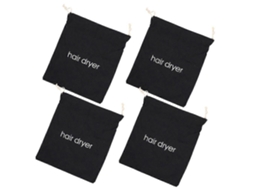 Conjunto de 4 Bolsas Viagem com Cordão para Secador Cabelo, Estojos Universais Armazenamento Cabelo GOKOCO