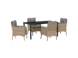 Maison Exclusive - Conjunto De Jantar Para Jardim Com Almofada 5 Pcs Bege Vime Pe