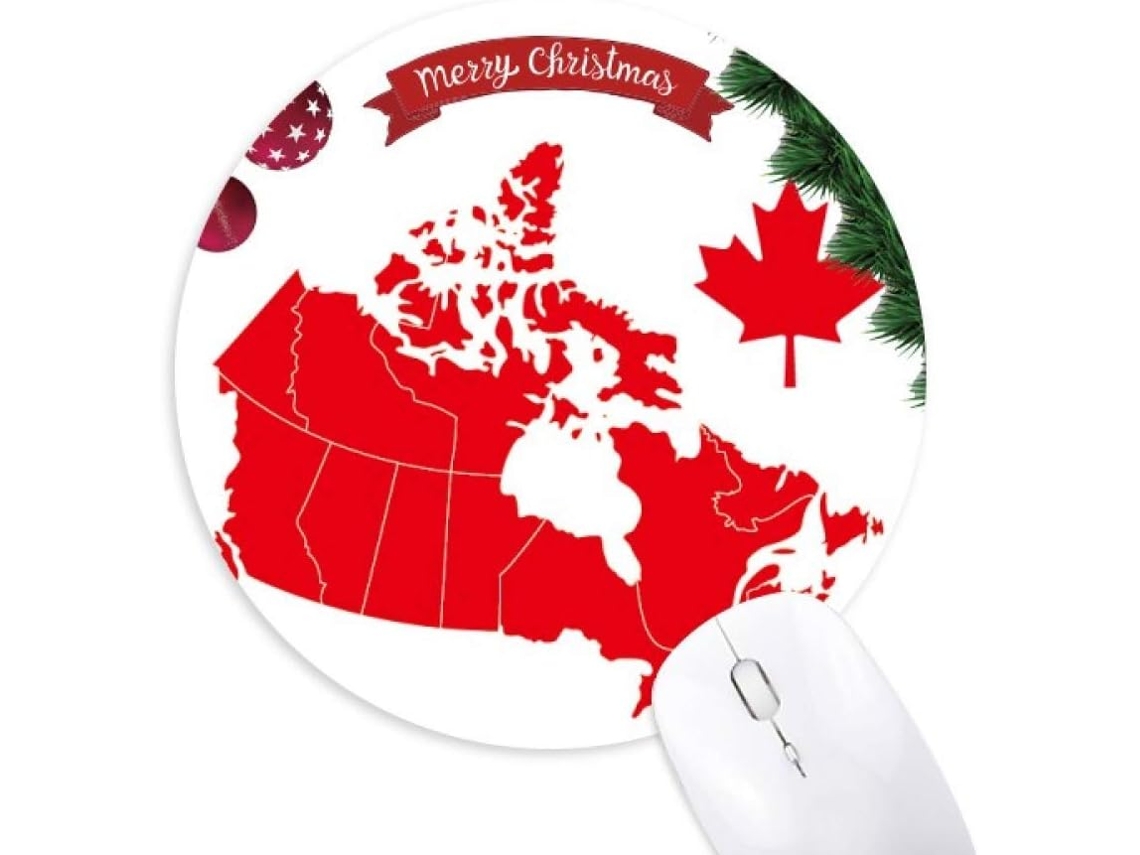 Símbolo de uma Folha Bordo Vermelha, Mapa do Canadá, Árvore Natal, Tapete Rato Borracha Polegadas Polegada