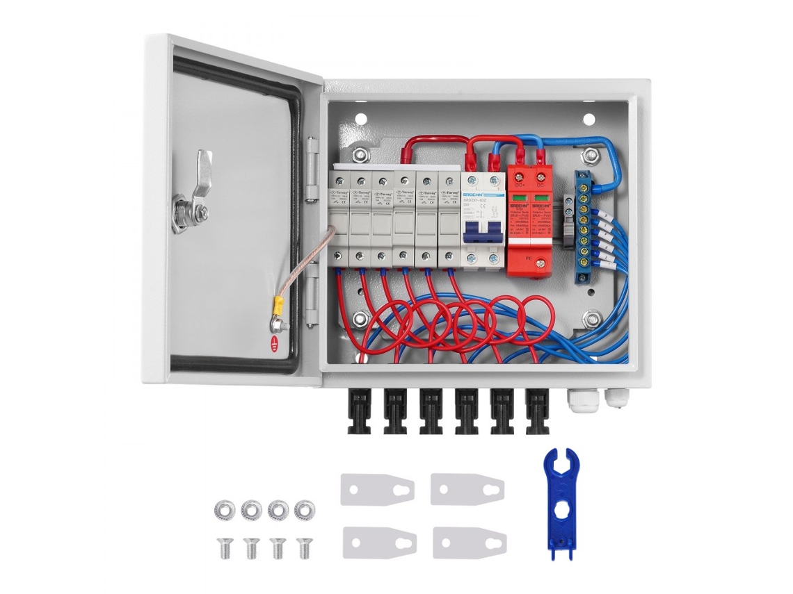 Caixa Combinadora Solar 6 Entradas 15a Ip65 Com Fusíveis Dc Tekmaquinas