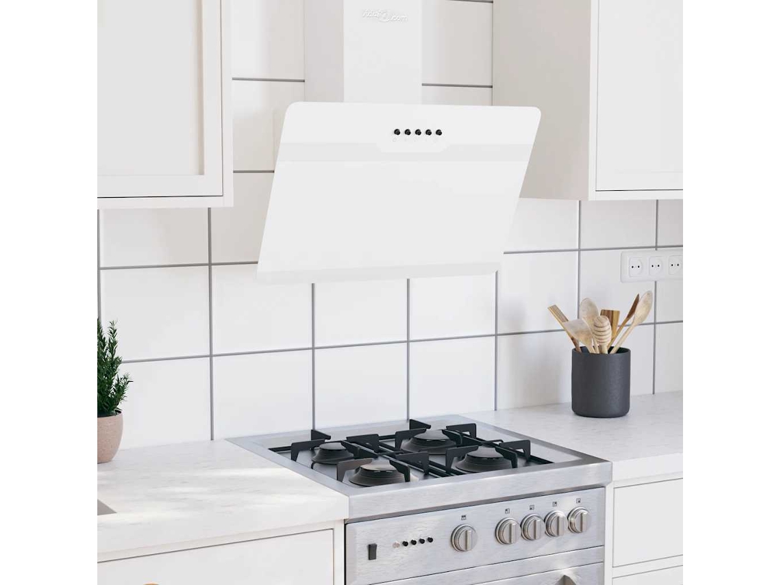 Vidaxl Exaustor De Parede 60 Cm Aço E Vidro Temperado Branco