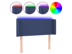 Cabeceira de Cama com Luzes Led Tecido Azul MAISON EXCLUSIVE (103x16x78 cm)