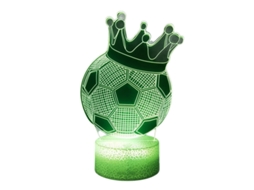 Luminária Noturna 3d em Formato de Coroa Futebol para Quarto: Modelo Recarregável com Controle Toque 7 Cores BRILVIBERA