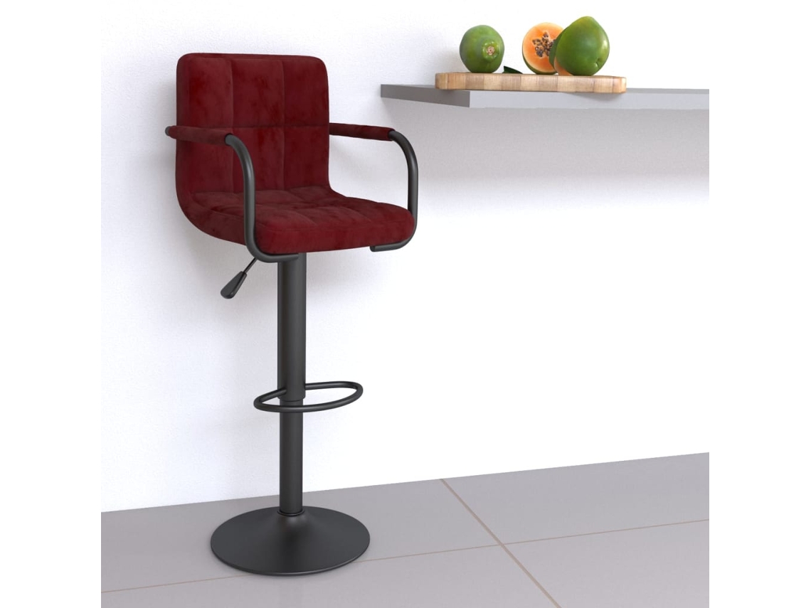 Vidaxl Banco De Bar Veludo Vermelho Tinto