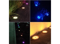 Luz Quente - Luzes Solares Enterradas 8led Aço Inoxidável Luzes De Relvado Exteriores Inseridas Pátio Jardim Candeeiro De Relvado À Prova De Chuva